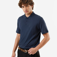 Polo masculina de algodão peruano manga curta azul