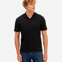 Polo masculina de algodão peruano bold manga curta preta