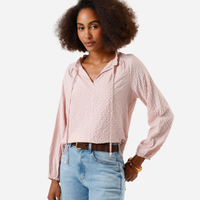 Bata feminina manga longa xadrez com babado rosa