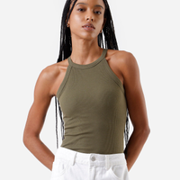 Regata básica feminina de algodão halterneck com bojo verde