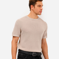 Camiseta masculina manga curta comfort tricot bege