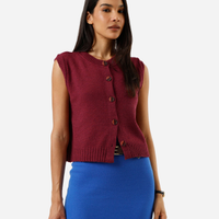Colete feminino de tricot vinho