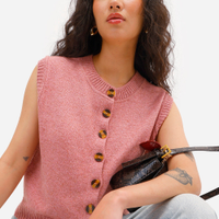 Colete feminino de tricot rosa