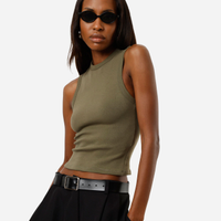Regata básica feminina de algodão decote redondo verde