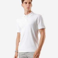 Polo masculina de algodão peruano manga curta off white