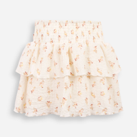 Short saia infantil com babados e lastex liberty bege