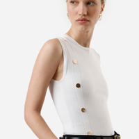 Regata feminina de tricot com botões off white