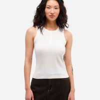 Regata feminina de tricot com botões off white