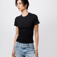 Camiseta baby tee feminina de algodão peruano mindset preta