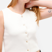 Colete feminino de tricot com botões off white