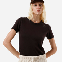 Camiseta feminina de algodão peruano marrom