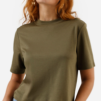 Camiseta básica feminina de algodão peruano verde