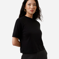 Camiseta boxer feminina de algodão peruano interlock preta