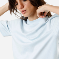 Camiseta básica feminina de algodão peruano azul