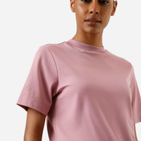 Camiseta básica feminina de algodão peruano bege