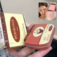 HERORANGE Delicate Smooth Blush Square Iron Box Monochrome Blush Cream Color Natural Rouge Blush Mud