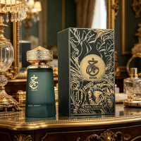 Paris Corner Khair Felicity EDP | Clear gradient bottle with gold filigree cap, rich gourmand-floral notes, opulent vibe