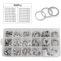 450 Piece Drain Plug Aluminum Washer Flat Gasket Seal Wear Assortment With Box Kit