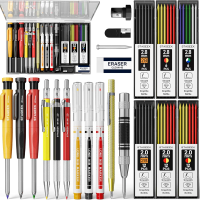 22-Piece Carpenter Pencil Set with Sharpener, Mechanical Pencils, Refills, and Tools for Woodworking