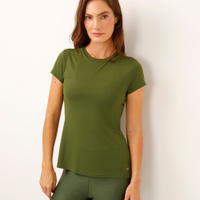 Camiseta feminina esportiva com recorte manga curta verde