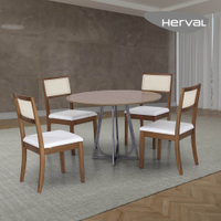 Mesa de Jantar com 4 Cadeiras Herval Coimbra, Jequitibá Natural/Amêndoa, 110 cm
