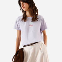 Camiseta feminina escrita sorvete e vinho lilás
