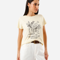 Camiseta feminina de algodão estampada the best amarelo