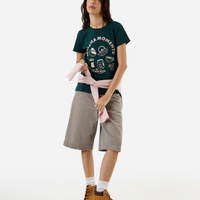 Camiseta feminina de algodão estampada matcha verde