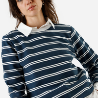 Blusão feminino de moletom listrada off white