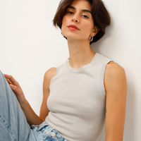 Regata de tricot com lurex prateada