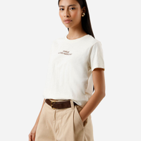 Camiseta feminina de algodão estampada amarela