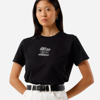 Camiseta feminina de algodão estampada preta