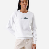 Blusão feminino de moletom gola redonda estampado off white