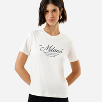 Camiseta feminina de algodão peruano manga curta off white