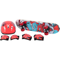 Skate Infantil Spin Monster com Kit Protetor Capacete + 1 Par de Cotoveleira + 1 Par de Joelheira