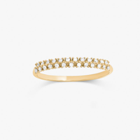 Anel Meia Aliança com 12 Pontos de Diamantes em Ouro Amarelo 18k