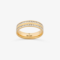 Aliança Com Aro inteiro Cravejado com 72 Pontos de Diamantes em Ouro Amarelo 18k
