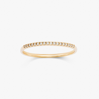 Anel Meia Aliança com 9 Pontos de Diamantes em Ouro Amarelo 18k