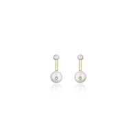 Brinco em Ouro Amarelo com Diamante, Pérola