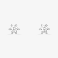 Brinco Solitário com 10 Pontos de Diamantes em Ouro Branco 18k