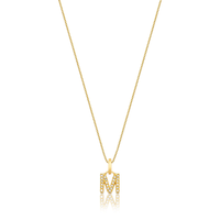 Pingente Letra M com Diamante em Ouro Amarelo 18k
