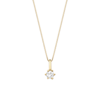 Pingente Solitário com 30 Pontos de Diamantes em Ouro Amarelo 18k