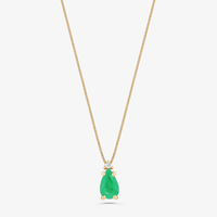 Pingente em Gota com Esmeralda e Diamante em Ouro Amarelo 18k