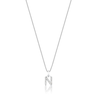 Pingente Letra N com Diamante em Ouro Branco 18k