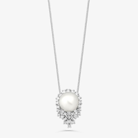 Pingente em Ouro Branco com Diamante, Pérola Akoya