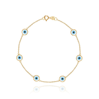 Pulseira Olho Grego em Ouro Amarelo 18k - 18 cm