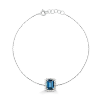 Pulseira com Topázio London e Diamantes em Ouro Branco 18k