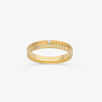 Aliança Anatômica com 7 Pontos de Diamantes em Ouro Amarelo 18k - 3,5 mm