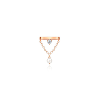 Piercing em Ouro Rosé com Pérola, Topázio Incolor