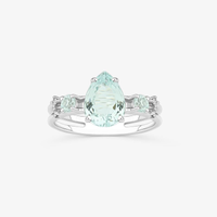 Anel Maxi Gota com Água Marinha e Diamantes em Ouro Branco 18k